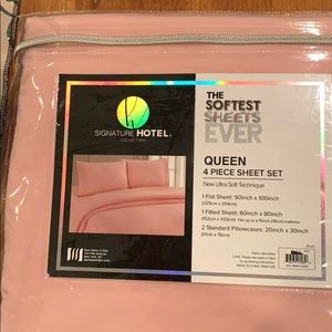 Brand new pink queen sized microfiber sheet set